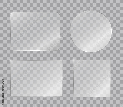 Set of vector shiny glass panels for your text or design isolated on transparent background