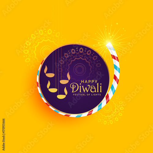 creative illustration of diwali festival of light with burning cracker