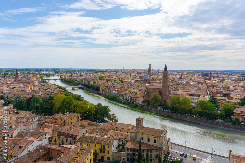 View over Verona and Adige river, Italy