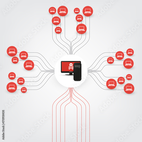 Vulnerability, Locked Devices, Encrypted Files, Lost Documents, Ransomware Attack - Failed, Vulnerable Network Threat Protection - IT Security, Corporate Networking Concept Design, Vector illustration photo