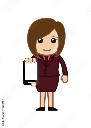 Cartoon Girl Showing Mobile