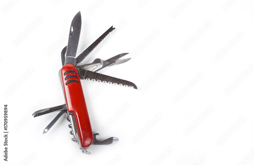 Multi task army knife on white background Multi task army knife on white background