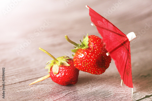 Victoria berry on the table and the umbrella decor photo