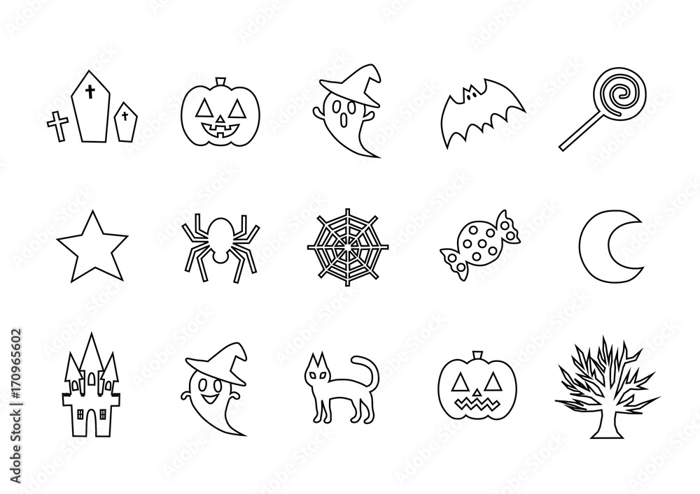 ハロウィン イラスト アイコン 黒縁 Stock Vector Adobe Stock