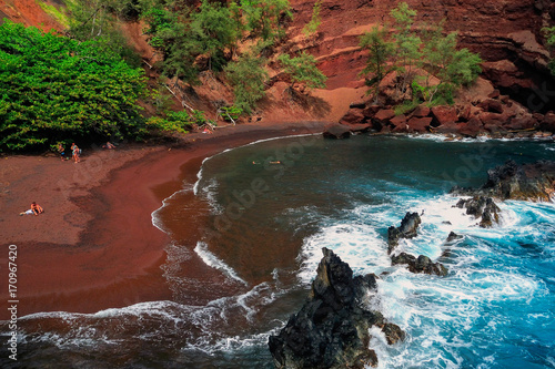 Εκτύπωση καμβά Hawaii Maui Hana Kaihalulu red sand beach