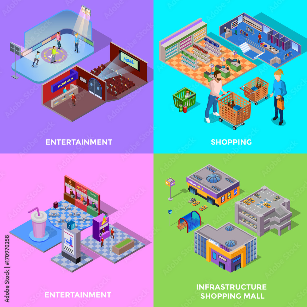 Shopping Mall 2x2 Icons Set Shopping Mall 2x2 Icons Set