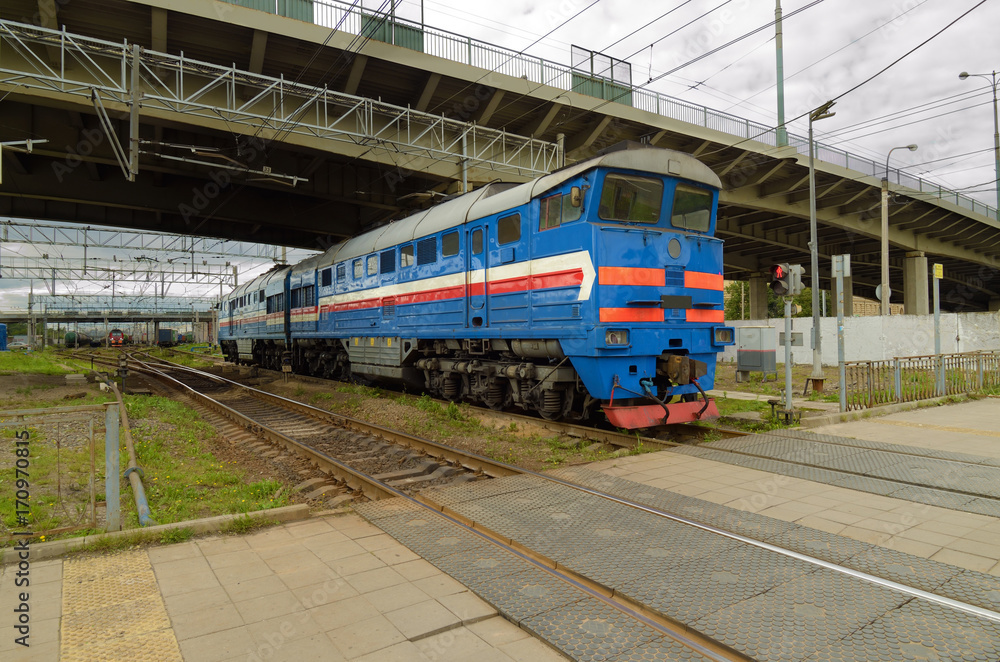 Obraz premium The train moves on rails.
