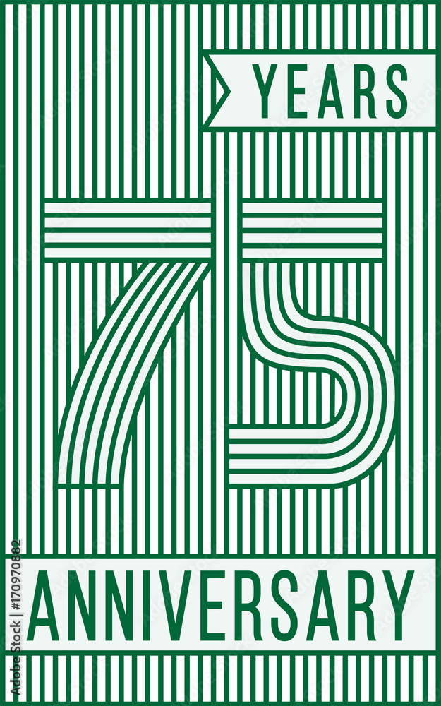 75 years anniversary logo. Vector and illustration. Line art ...
