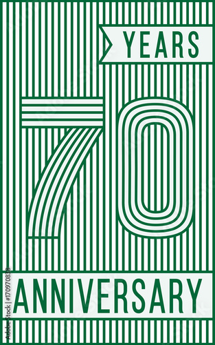 70 years anniversary logo. Vector and illustration. Line art anniversary design template. 