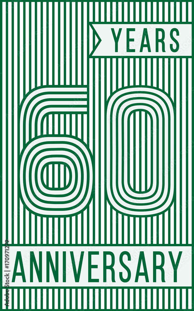 60 years anniversary logo. Vector and illustration. Line art anniversary design template.
