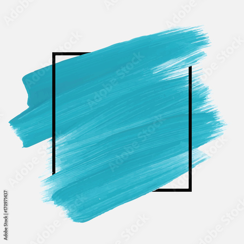 Logo brush painted textured watercolor art abstract background vector illustration. Acrylic stroke poster over square frame. Perfect design for headline, logo and sale banner. 