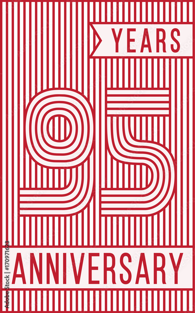 95 years anniversary logo. Vector and illustration. Line art anniversary design template. 95 years anniversary logo. Vector and illustration. Line art anniversary design template.