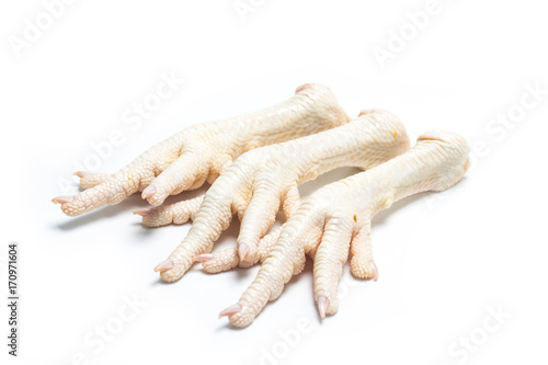 Chicken feet on white background