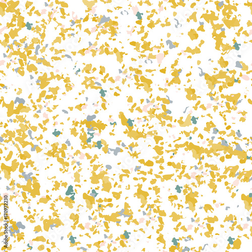 Terrazzo textured surface modern abstract pattern. Vector seamless repeat in motley colors.