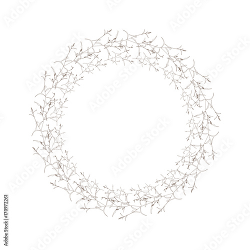 Fototapeta Naklejka Na Ścianę i Meble -  Floral wreath. Hand drawn vector round frame. Decorative elements for design. Ink, vintage and rustic styles.