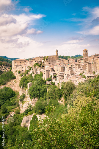 Sorano, a town built on a tuff rock, is one of the most beautiful villages in Italy. © isaac74