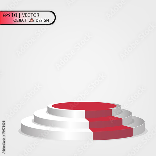 White podium multilevel on a transparent background with a red path. Vectors eps 10.