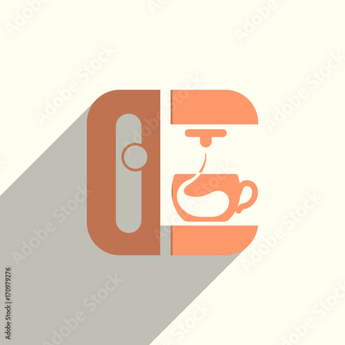 Coffee flat icons with of shadow. Vector illustration
