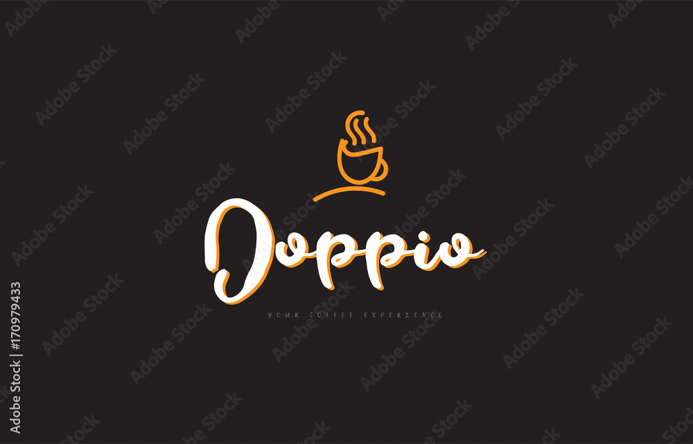 doppio word text logo with coffee cup symbol idea typography