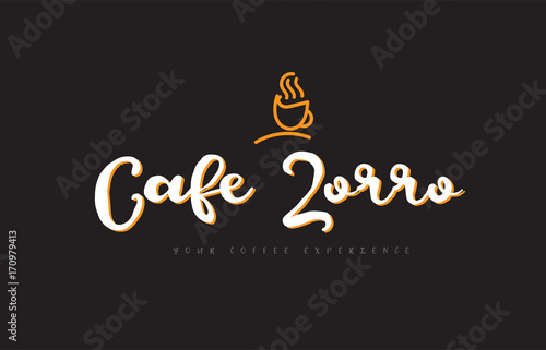cafe zorro word text logo with coffee cup symbol idea typography