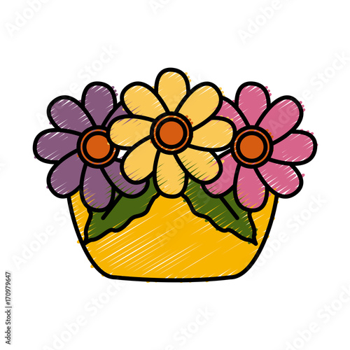 garden flowers pot icon vector illustration graphic design