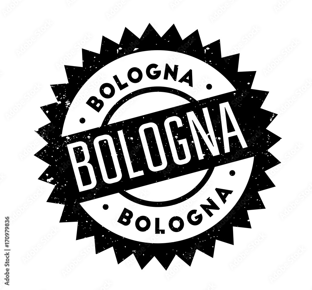 Bologna rubber stamp. Grunge design with dust scratches. Effects can be easily removed for a clean, crisp look. Color is easily changed.