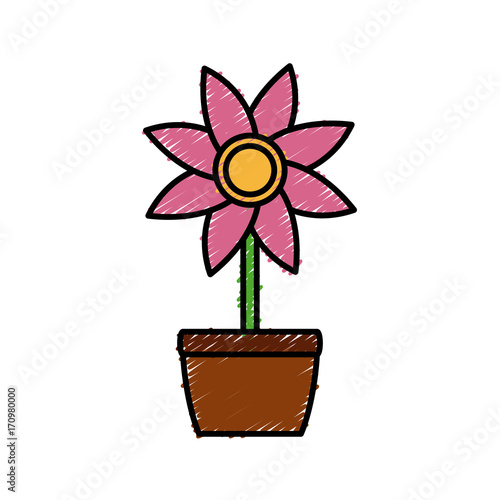 garden flowers pot icon vector illustration graphic design