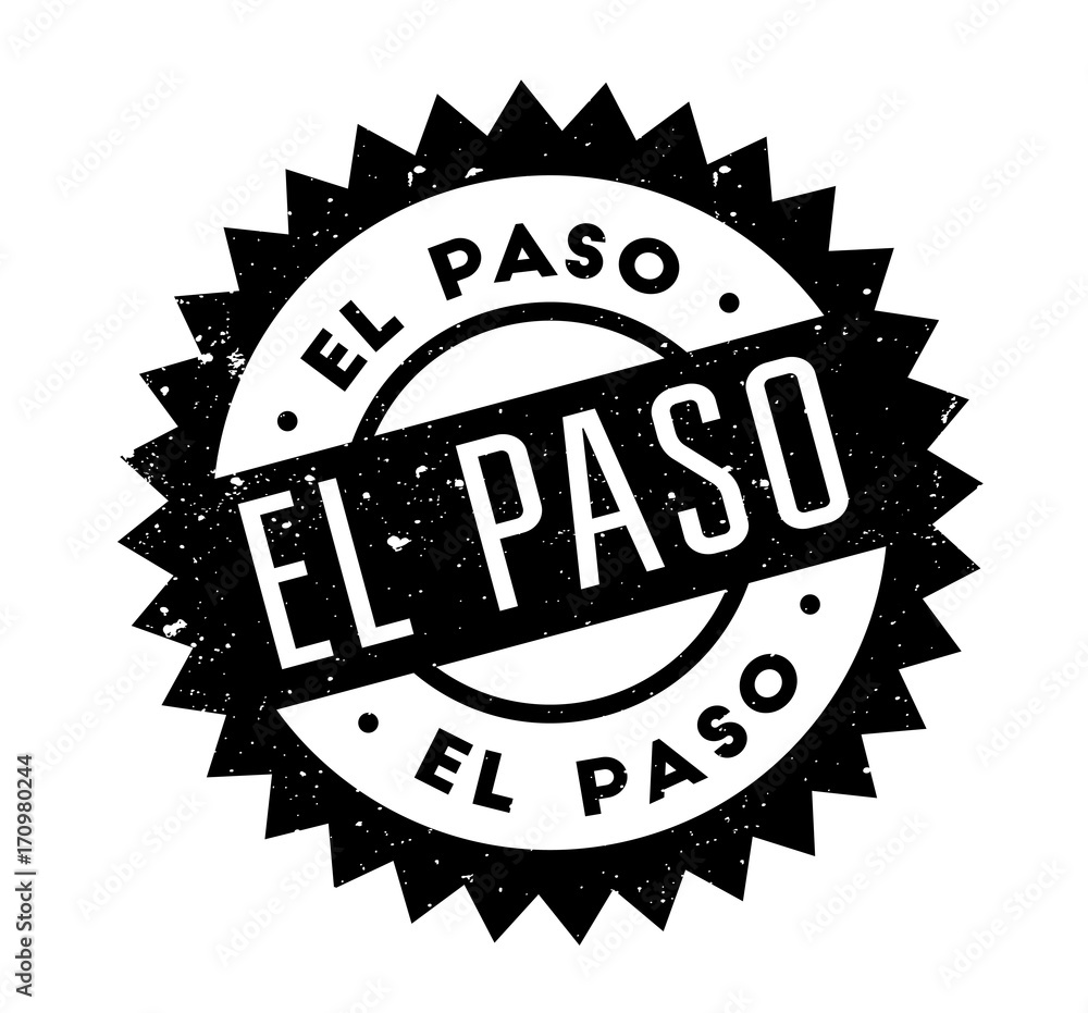 El Paso rubber stamp. Grunge design with dust scratches. Effects can be easily removed for a clean, crisp look. Color is easily changed.