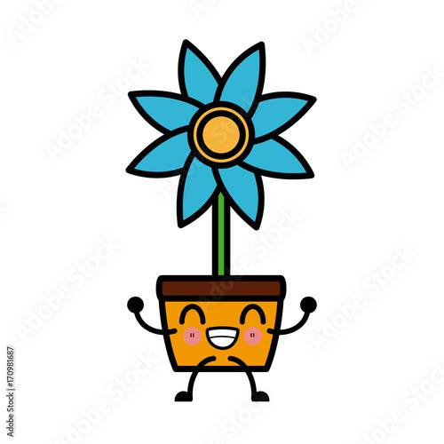 garden flowers pot icon vector illustration graphic design kawaii cartoon