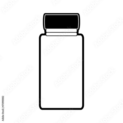 flat line monocromatic canning jar over white background vector illustration 