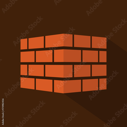 Bricks icon with long shadow. Bricks logo. isolated on background. Vector illustration.