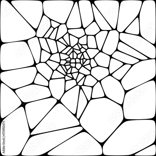 Vector Abstract Geometric Spiral Voronoi Background. Trendy Irregular Voronoi Lattice Polygonal Mosaic Template Pattern. 