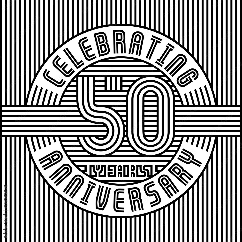 50 years anniversary logo. Vector and illustration. Line art anniversary design template.
