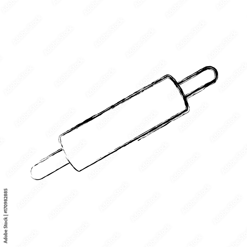 flat line uncolored kneader wood over white background vector illustration flat line uncolored kneader wood over white background vector illustration