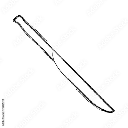 flat line uncolored knife  ove white background vector illustration