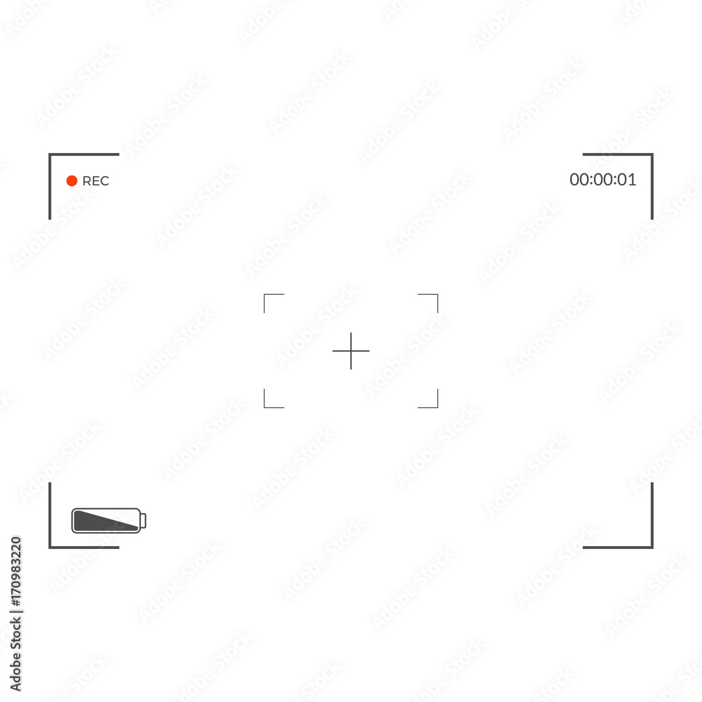 White and black viewfinder camera recording. Modern camera focusing screen. Vector illustration White and black viewfinder camera recording. Modern camera focusing screen. Vector illustration