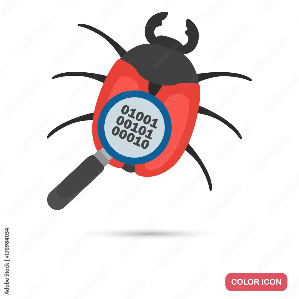 Computer bug color flat icon