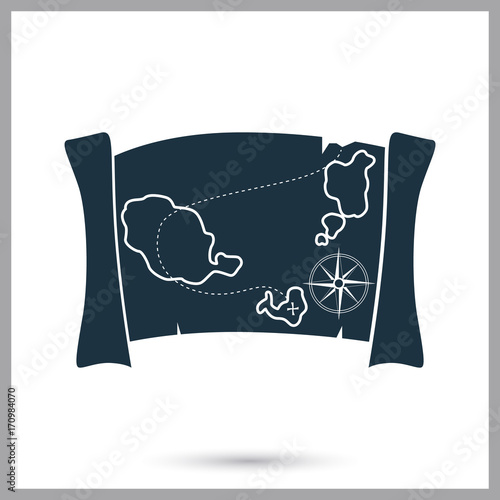 Ancient treasure map simple icon