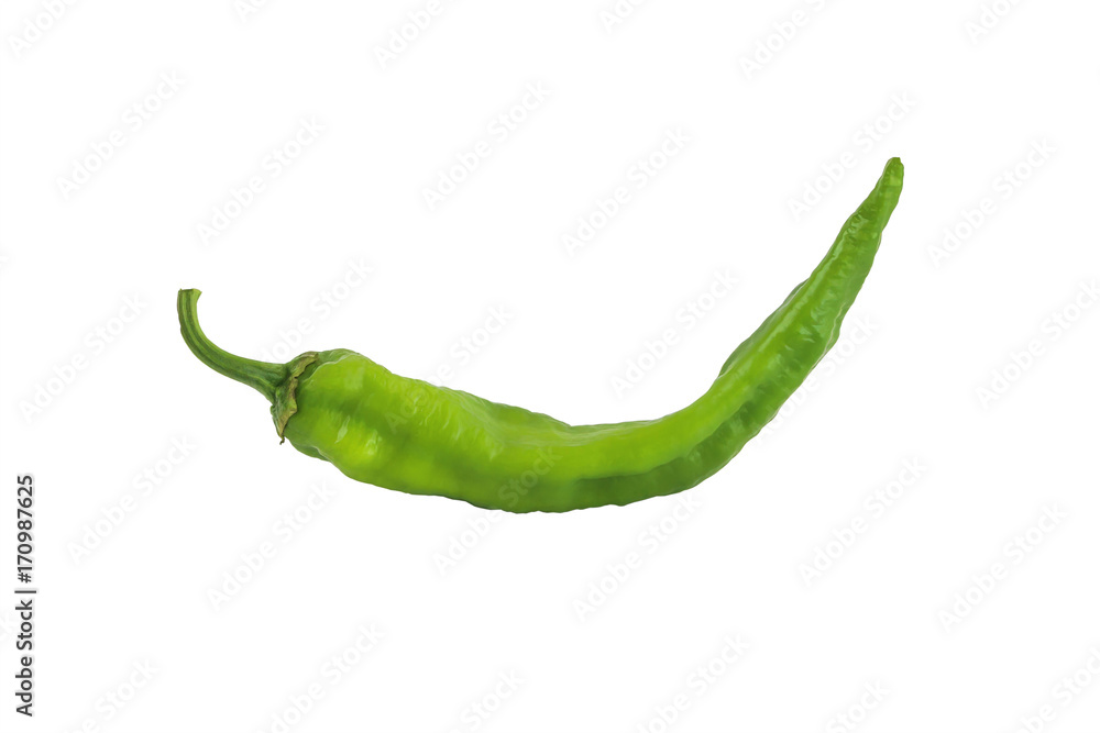 Green Hot Chili Pepper Isolated On White Background Green Hot Chili Pepper Isolated On White Background