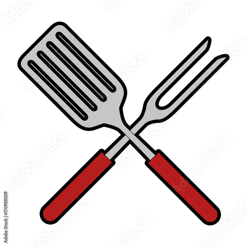 fork and spatula kitchen cutlery icon vector illustration design