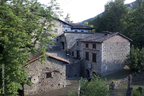 Houses in Potes, a village in peaks of Europe, Spain