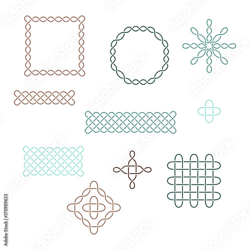 Set of Celtic Elements - Vector Ancient Pagan Scandinavian Sacred Knotwork Symbols