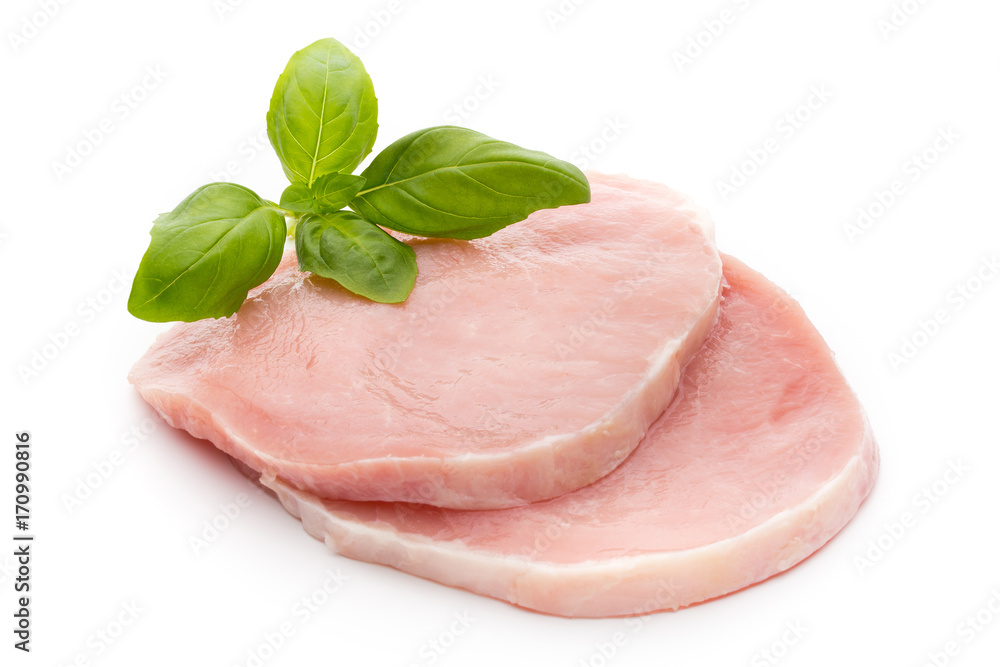 Fresh raw beef steak isolated on white background, top view. Fresh raw beef steak isolated on white background, top view.