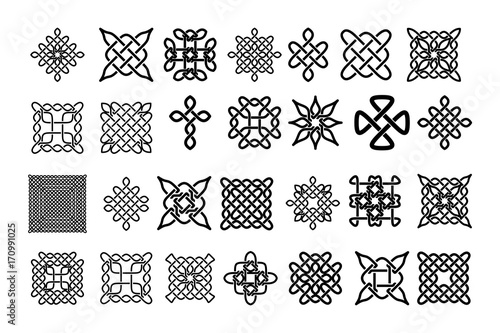 Set of Celtic Elements - Vector Ancient Pagan Scandinavian Sacred Knotwork Symbols