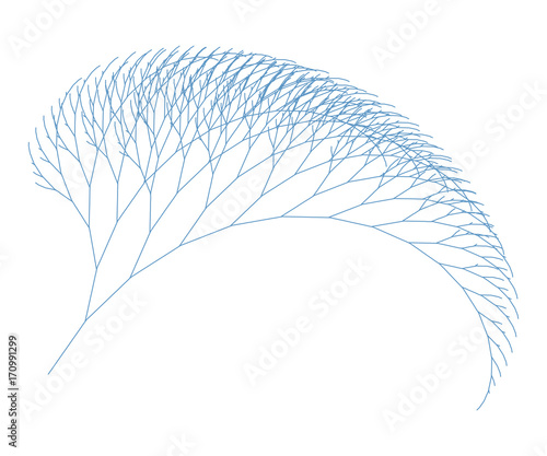 Flat Vector Computer Generated  L-system Branching Fractal  - Generative Art  
