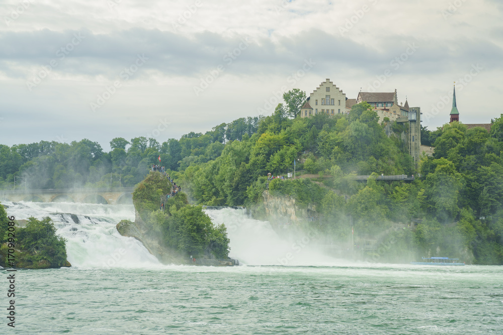 The biggest waterfall - Rhine Falls with Laufen Castle at Europe