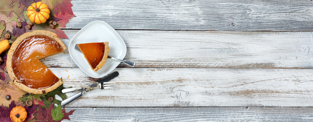 Homemade pumpkin pie served for the Autumn holidays