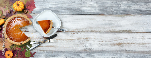 Homemade pumpkin pie served for the Autumn holidays