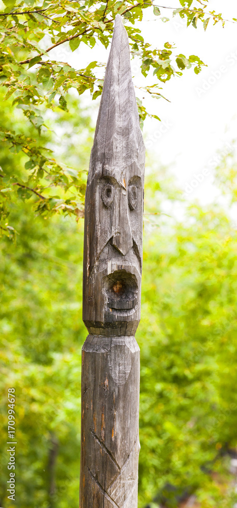 Fototapeta premium totem poles of thes of Kamchatka: Itel'men and Koryak.