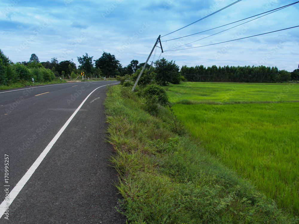 Electric Tilting Parallel Poles along The Road